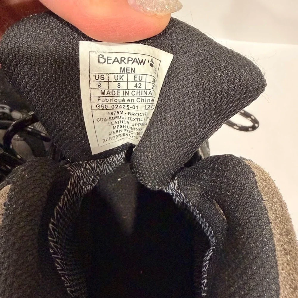 Bearpaw Brock Mens Hiking Boots Black Trail Shoes Size 9 Camping Gorp Granola‎